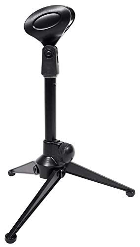 Rockville RDTS Bundle: Adjustable Height Studio Desktop Tripod Mic Stand with Mic Clip, R-Shock Black Metal Shock Mount for Studio Mic, 2-items