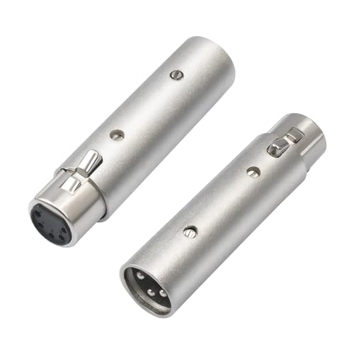 HUALUE 3Pin XLR Male to 5Pin Female Audio DMX Adapter, DMX Stage Light Convertor, 5Pin Female XLR to 3Pin Male Audio Connector for Microphone DMX-2Pack - color: 5Pin Female To 3Pin Male