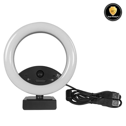 Arozzi - Occhio True Privacy Webcam with Adjustable LED Ringlight - Magnetic Privacy Cover, Dual Omni-Directional Noise Cancelling Microphones with Manual Circuit Breaker, and Full HD - style: Webcam with Ring Light