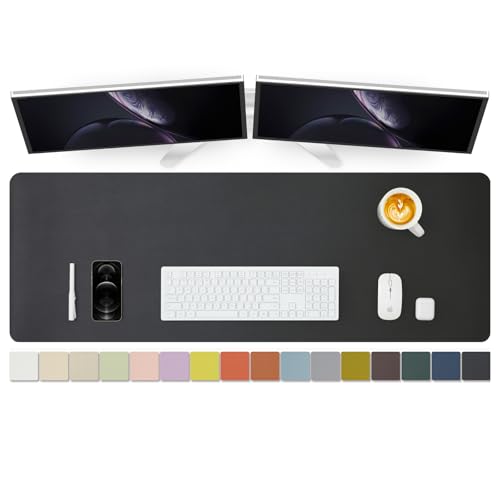 Large Desk Mat - 47.2"x 17" Non-Slip PU Desk Pad for Office and Home - Ideal for Large Mouse Pad and Desk Mats on Top of Desks(Black) - color: Black, size: 47.2" x 17"