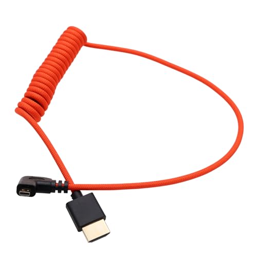 Micro HDMI to HDMI 4K 8K 60p Cable for ATOMOS Ninja V Inferno Canon R6 Mark II R5 C R8 Sony ZVE10 A7C A7R4 A7S2 Panasonic S5 S9 GH4 Camera SmallHD Cine Indie Monitor, Left Angled 50cm