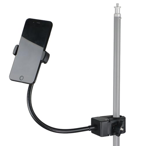 drum kit Gooseneck Phone Holder clip to mic stand 360° Adjustable flexible mount for iPhone/Samsung - Stabilizing Clip for Singing, Video Recording and Stage Performance