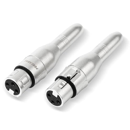 XLR 3 Pin Female to 1/4" 6.35mm Female Jack Socket Audio Adapter, Professional Grade Conversion Adapters, Audio Cable Mic Cord Adapter Plug, Silver 2-Pcs - size: XLR Female, style: 2 pcs