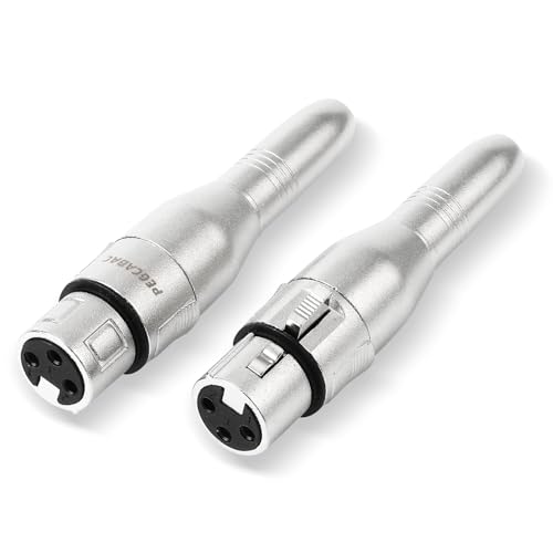 XLR 3 Pin Female to 1/4" 6.35mm Female Jack Socket Audio Adapter, Professional Grade Conversion Adapters, Audio Cable Mic Cord Adapter Plug, Silver 2-Pcs - size: XLR Female, style: 2 pcs
