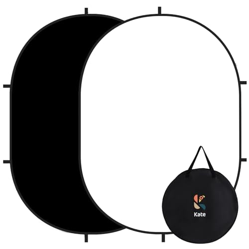 Kate Collapsible Backdrop Audition Backdrop for Headshot Photography,Video Conference,Live Streaming(5'x6.5',1.5x2m,Black/White) - color: Black/White