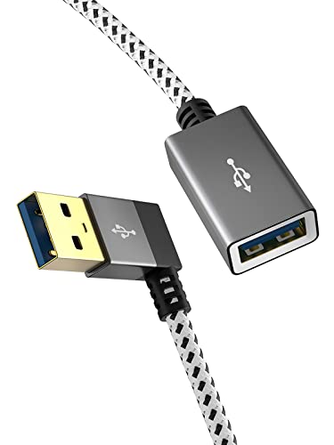 CableCreation Short USB 3.0 Extension Cable 1FT, Left Angle USB Male to Female Extender Cord, 90 Degree USB 3.0 for VR, PlayStation, Xbox, Keyboard, Space Gray 0.3M - size: 1FT, style: Left Angle