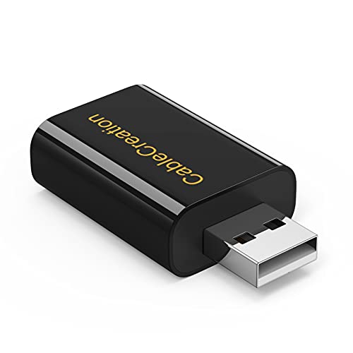 USB Audio Adapter with 3.5mm Jack, CableCreation USB External Stereo Sound Card with 3.5mm Earphone and Microphone for PS4, PS5, Windows, Mac, Linux, Plug and Play, Black - color: Black, size: 1-Pack