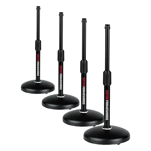 Gator Frameworks Desktop Microphone Stand with Round Weighted Base & Adjustable Height (GFW-MIC-0501) (Pack of 4) - size: 5" Weighted Base (Pack of 4), style: Adjustable Height