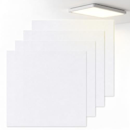 4Pcs Light Diffuser Sheet, LED Light Diffuser Board, LED Diffuser Film, Adhesive Diffuser Panel Stickers for Soften Ceiling Light LED Downlight Spotlight Led Flash Strobe Light(11.8x11.8'')