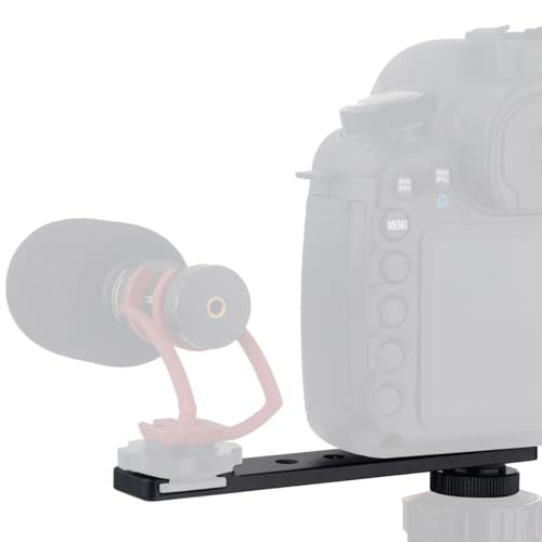 Aluminum Camera Cold Shoe Mount, Hot Shoe Extension Camera Flash Bracket for Light, Mic, with 1/4'' Tripod Screw-4.9" Long