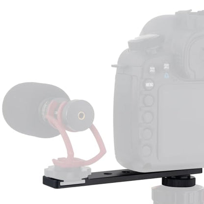Aluminum Camera Cold Shoe Mount, Hot Shoe Extension Camera Flash Bracket for Light, Mic, with 1/4'' Tripod Screw-4.9" Long