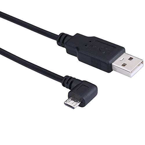 5M USB 2.0 A to Micro B USB Power Cable Charge Cord 90 Degree Left Angle with 5pc Wiring Clips for Garmin Dash Cam 55 Mini 2 Vehicle GPS Navigator Backup Camera CCTV Cameras Camcorder - color: 5M Left Angle