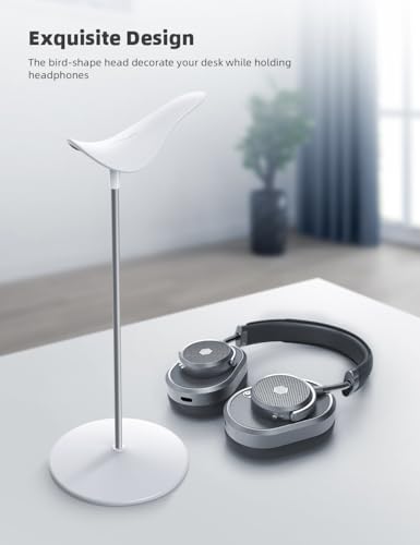 Lamicall Headphone Stand, Desktop Headset Holder - Desk Earphone Stand, for All Headsets Such as Airpods Max, HyperX Gaming Headphones, Beats/Sennheiser Music Headphones - color: White