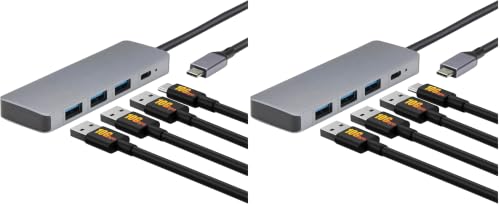 Amazon Basics USB 3.2/3.1 Gen 2 Multiport USB C Hub Dock, 10Gbps, USB-C to 1xUSB-C/3xUSB-A, Works with Windows/Mac, Silver, Black (Pack of 2) - size: 1 (Pack of 2)