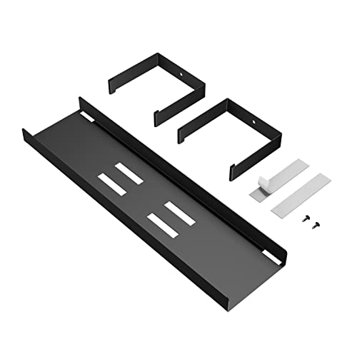 D-Line 604562 Under Desk Cable Management Tray, Cable Basket for Extension Blocks, Self-Adhesive or Screw-fix, Regain Wasted Space & Improve Appearance - Black - color: Black