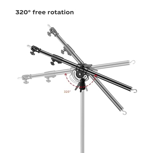 Soonpho Photography Extension Boom Arm for Light Stand/C-Stand,2.3ft to 4.9ft Ajustable Crossbar Holding Arm with 1/4" to 3/8" Screw