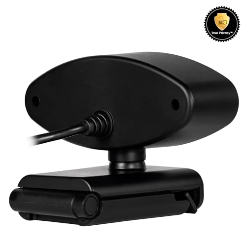 Arozzi - Occhio True Privacy Webcam - Magnetic Privacy Cover, Dual Omni-Directional Noise Cancelling Microphones with Manual Circuit Breaker, and Full HD, Black - style: Webcam