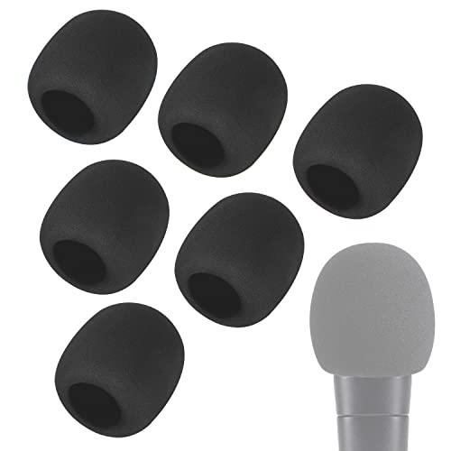 6 Pack Foam Mic Cover, Thick Handheld Windscreen for Shure SM58 | Fits Most Handheld Microphones, Reduces Wind Noise, Washable Mic Covers for KTV, Singing, Stage Performance and Podcasting - color: 6PCS-Black
