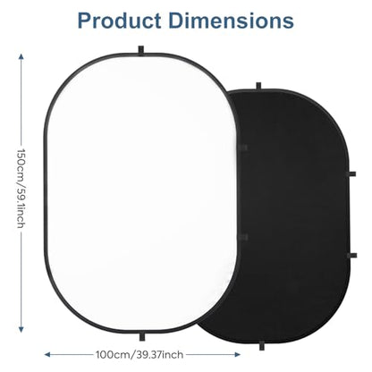 3x5ft/100x150cm Backdrop for Photography, Double Sided White Screen and Black Screen, 2 in 1 Collapsible and Reversible Background for Photography, YouTube Videos,and Live Streaming - color: Black White