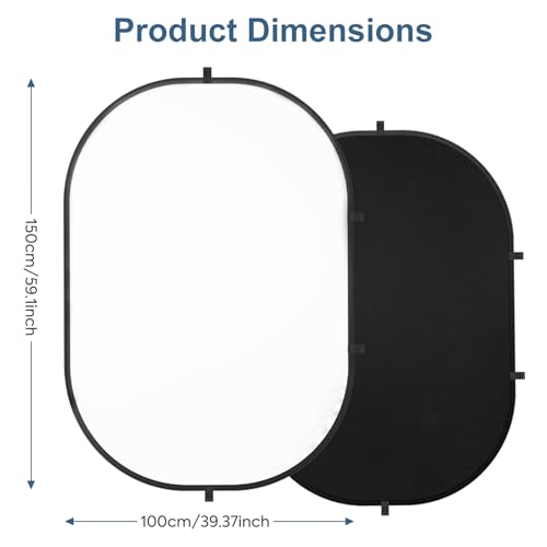 3x5ft/100x150cm Backdrop for Photography, Double Sided White Screen and Black Screen, 2 in 1 Collapsible and Reversible Background for Photography, YouTube Videos,and Live Streaming - color: Black White
