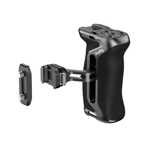 SMALLRIG NATO Side Handle with NATO Rail, H21 HawkLock Quick Release, for Left or Right Hand, 36mm/1.4in Up and Down Adjustable, Ergonomic Handgrip with Built-in Cold Shoe, 1/4"-20 Threaded Holes - style: HawkLock Side Handle