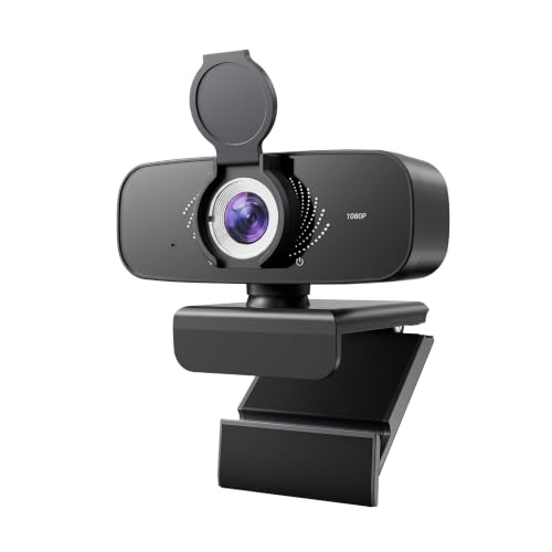 1080P Webcam with Microphone for PC, Full HD USB Computer Camera with Low Light Correction, Wide Angle Web Camera for Streaming, Zoom, Teams, Skype, Plug and Play Webcam for Laptop Desktop Mac
