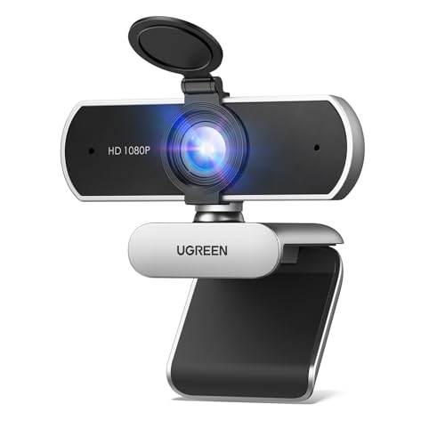 UGREEN Full HD 1080P Webcam with Microphone, 2 Noise-Canceling Mics, 85° Fov & Fixed Focus, Plug and Play, Auto Light Correction, Privacy Cover PC Camera for Zoom/Skype/Teams, Switch 2, Silver Grey - color: Silver Grey