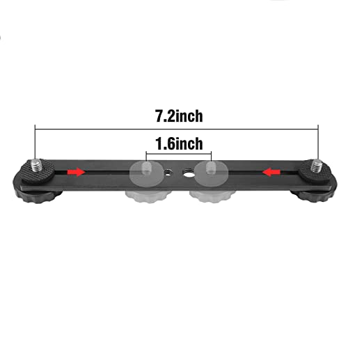 Dual Camera Mount Flash Extension Bar, ChromLives 8"/20.3cm Tripod Bracket Mount, 1/4'' Dual Hot Shoe Mount for Camera Compatible with LED Light, DSLR Camera, Tripod and More