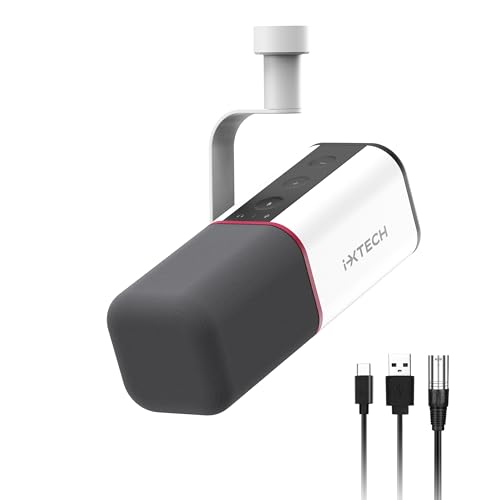 IXTECH Cardioid Dynamic Microphone with Mic Cover, Vocal USB XLR Microphone for Podcasting, Streaming, Recording, Gaming and Voice-Over (White) - color: White, style: Dynamic Mic