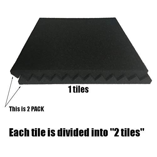 52 Pack Purple Black 1" x 12" x 12" Acoustic Wedge Studio Foam Sound Absorption Wall Panels - color: Purple/Black