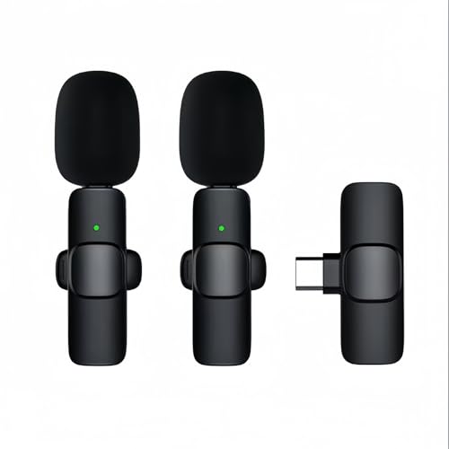 K9 Professional Wireless Lavalier Lapel Microphone for Android Smartphones - Cordless Omnidirectional Condenser Recording Mic for Interview Video Podcast Vlog YouTube (K9TC1-2) - color: for TYPE-C Plug