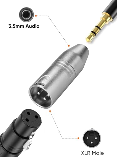 CableCreation 3.5mm to XLR Male Adaptor 2pcs,X LR to 1/8'' Stereo Audio Converter,1/8 inch TRS Stereo Jack Female to 3 Pin XL R Microphone Extender for Camcorder,Mixer,Speaker,Microphone,Amplifier - size: XLR Male