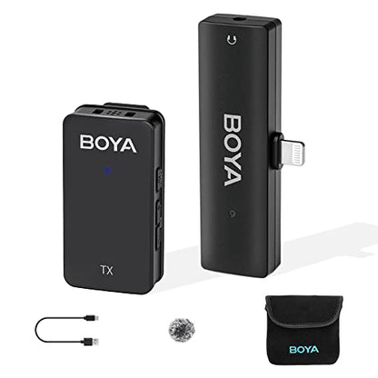 BOYA Wireless Lavalier Microphone for iPhone/iPad,2.4GHz Wireless Lapel Microphone with Gain&Noise Cancelling for YouTube,Tiktok Live Stream, Video Recording, Vlogging (Wmic5-M3)