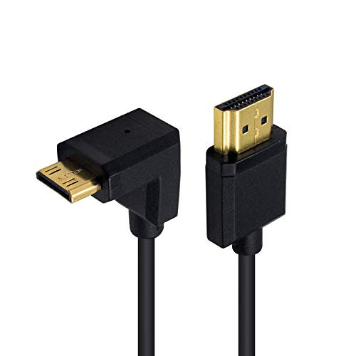 Duttek 90 Degree HDMI to Mini HDMI Coiled Cable 1FT-4FT, Ultra-Thin UP Angled HDMI Male to Mini HDMI Male Coiled Cable Support 4K Ultra HD, 1080p, 3D - size: 1.2M