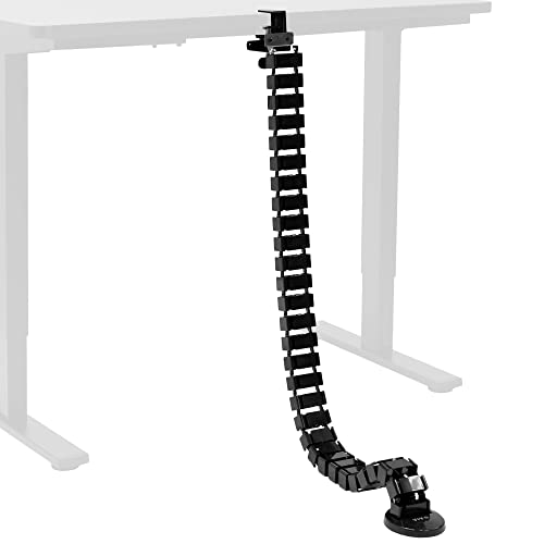 VIVO No Drill Clamp-on Desk Vertebrae Cable Management Kit, Adjustable Quad Entry Flexible Cord Organizer for Home Office, Black, DESK-AC01P-B - color: Black