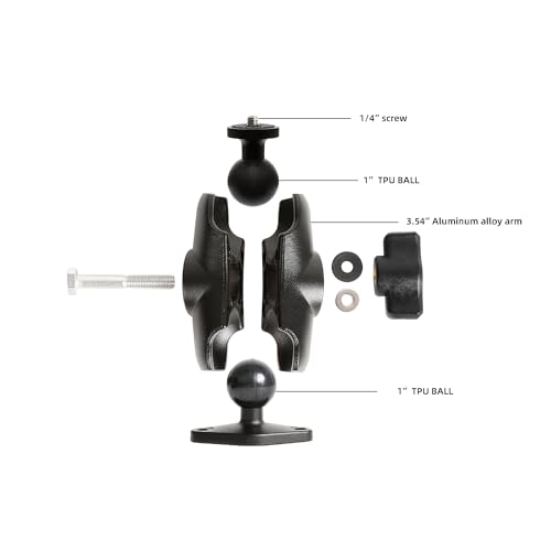 xik Camera Mount Holder: 1" Ball Rhombic Base, 1/4"-20 Thread - Fits Logitech Security Camera，DSLR, CCTV, Action Cam, Projector - Install on Wall, Desk, Car (AMPS), Boat - size: 4.13" Length