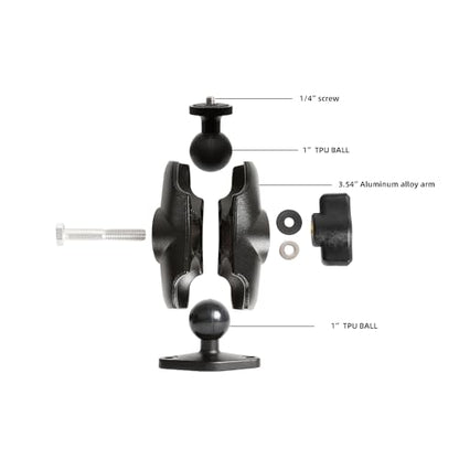 xik Camera Mount Holder: 1" Ball Rhombic Base, 1/4"-20 Thread - Fits Logitech Security Camera，DSLR, CCTV, Action Cam, Projector - Install on Wall, Desk, Car (AMPS), Boat - size: 4.13" Length