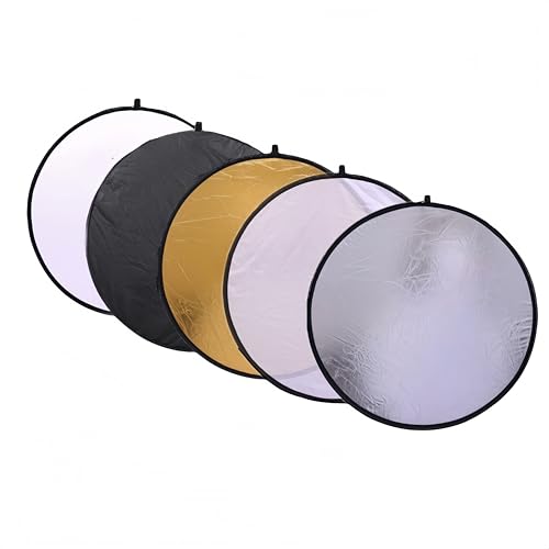 5-in-1 Photography Reflector 32"(80cm), Multi-Disc Collapsible Light Reflector with Bag - Super Portable for Studio/Macro Photography - Translucent, Silver, Gold, White and Black - size: 32“/80cm