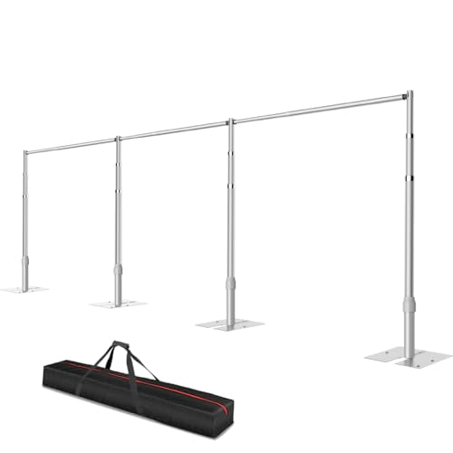 Pipe and Drape Backdrop Stand, 10x30ft Heavy Duty Adjustable Background Frame with Metal Base, Back Drop Holder for Parties Photography Wedding Photoshoot Decoration - color: Silver, size: 10x30ft