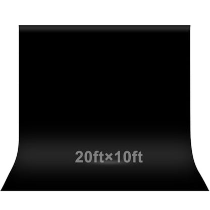 EMART 20x10 ft Black Backdrop for Photoshoot, High Density Polyester Fabric Pure Backdrop Curtain, Black Photography Backdrop for Portrait Photoshoot, Video Recording - size: 20x10ft