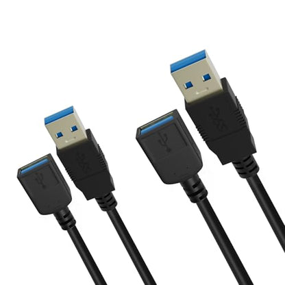 2 Pack 5ft USB 3.0 Extension Cable, USB Male to Female Extension Cord, 5Gbps Data Transfer Charging Extension USB Cable for Keyboard, Mouse, Xbox, Flash Drive, Printer, Game Console, and More - size: 5FT*2PCS