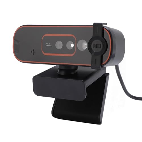 Jiawu 1080p Webcam, Facial Recognition and Noise Cancelling Mic USB Webcam Auto Focus Plug and Play, Computer Camera with Privacy Cover for Video Conferencing Streaming Online Meetings