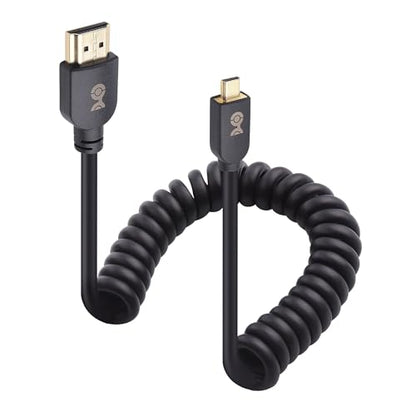 Cable Matters 48Gbps 8K Micro HDMI Coiled Cable 1-3ft with 8K@60Hz, 4K@240Hz and HDR Support, Micro HDMI Cable Coiled for Laptops, Cameras, DSLRs, Camcorders, Portable Screens and Monitors - style: Micro HDMI
