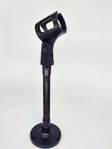 Mic Holder,Cellphone Holder with 6"Arm & Mic Clip,Phone Clip with Heavy-duty & Stable Round Base Fits for All Mobile Phone and Mic,Support Phone and Microphone - color: Black, size: Micr Stand with 6"Arm&Clip