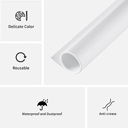 Meking White PVC Backdrop, 23.6"x51" Photography Backdrop Matte & Reflective PVC Background Dual Side Vinyl Backdrop for Product Video Photography Studio (60x130cm) - color: White