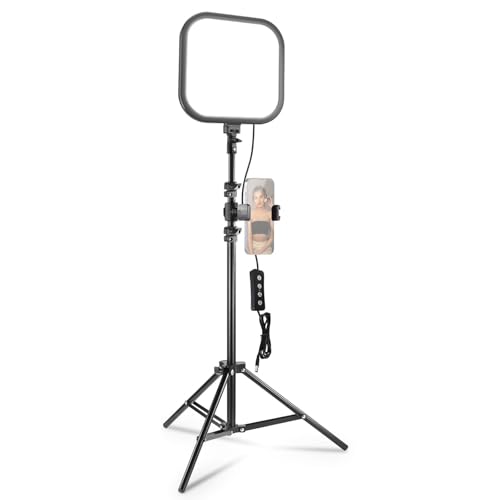 NEEWER BASICS15W 10.8" LED Video Light Panel Lighting Kit with 63" Tripod Stand/Phone Holder,Edge Lit Bi Color Dimmable Full Screen Light 816lux CRI95+ for Photography Filming Recording Streaming,L220