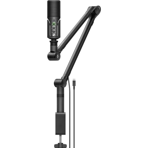 Sennheiser Profile USB Condenser Microphone Streaming Set with Boom Arm Bundled with Wind Screen Pop Filter + Closed-Back Headphones + Cleaning Cloth (4 Items)