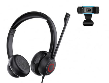 TruVoice Voicepro 80 Premium Headset and Webcam Bundle (Includes Double Ear USB Headset and 1080P Webcam) All-in-One Combination