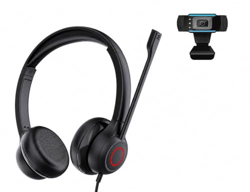 TruVoice Voicepro 80 Premium Headset and Webcam Bundle (Includes Double Ear USB Headset and 1080P Webcam) All-in-One Combination