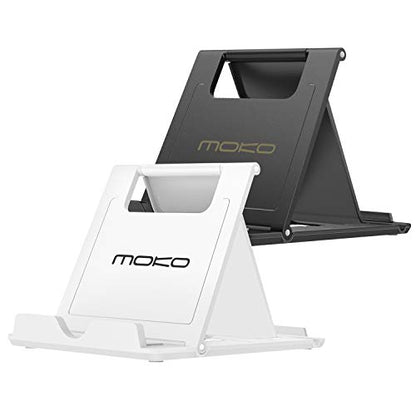 Moko [2 Pack] Phone/Tablet Stand, Foldable Holder Fit with iPhone 11 Pro Max/11 Pro/11, iPhone Xs/Xs Max/Xr/X, iPhone SE 2020, iPad Pro 11 2020/10.2/Air 3/Mini 5, Galaxy S20 6.2", White + Black - color: White + Black